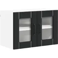 vidaXL Wandglas Kasten LUCCA Zwart 60 x 31 x 40 cm Bewerkt hout