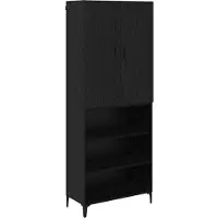 vidaXL Highboard Zwart Eiken 69,5 x 34 x 180 cm Bewerkt hout