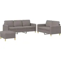 vidaXL 3-delige Loungeset met kussens stof taupe