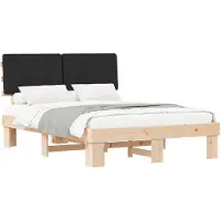 vidaXL Bedframe met Gevoerde Hoofdbord Zwart 140 x 200 cm
