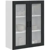 vidaXL Wandglas Kasten PORTO Zwart 80 x 31 x 100 cm Bewerkt hout