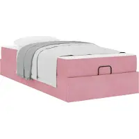 vidaXL Bedframe met matras 2 st Roze Fluweel