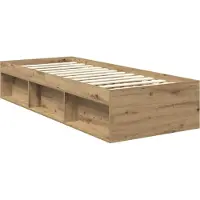 vidaXL Bedframe Ambachtelijk eiken 75 x 190 cm Massief grenenhout