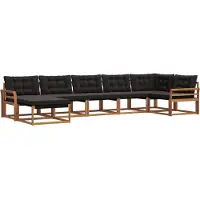 vidaXL Buiten bank set 7 st Natuurlijk en zwart Massief Acacia Hout