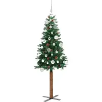 vidaXL Slanke Kerstboom Groen 150 cm PVC en massief dennenhout