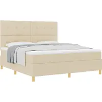 vidaXL Boxspring bed met hoofdeinde Crème 180 x 200 cm Stof