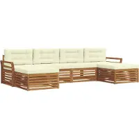 vidaXL Buiten bank set 6 st Natuurlijk en Crème Massief Acacia Hout