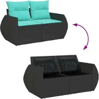 vidaXL 6-delige Loungeset met kussens poly rattan zwart