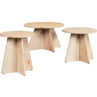 vidaXL Salontafel 3 st Naturel 49 x 49 x 30 cm