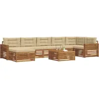 vidaXL Buiten bank set 8 st Natuurlijk en Beige