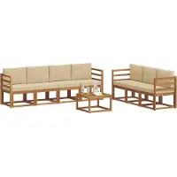 vidaXL Buiten bank set 8 st Natuurlijk en Beige