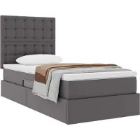 vidaXL Opbergbed met hoofdeinde met opslag Grijs 90 x 200 cm Kunstleer