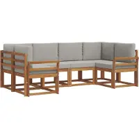 vidaXL Buiten bank set 6 st Natuurlijk en Licht Grijs