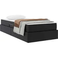 vidaXL Opslag bed met matras met matras met opslag 2 pcs Zwart Leer