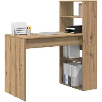 vidaXL Bureau Artisan Eiken Bewerkt hout 113 x 54 x 120 cm