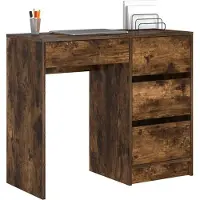 vidaXL Bureau, gerookt eikenhout, houtvezel, 90 x 37,5 x 75 cm