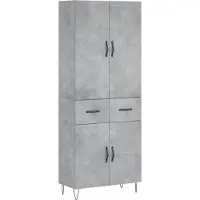vidaXL Hoge kast 69,5x34x180 cm bewerkt hout betongrijs