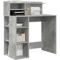 vidaXL Bureau Beton Grijs Bewerkt hout 90 x 48 x 101,5 cm