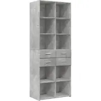 vidaXL Opbergkast 70x42,5x225 cm bewerkt hout betongrijs