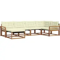 vidaXL Buiten bank set 6 st Natuurlijk en Crème Massief Acacia Hout