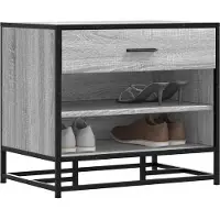 vidaXL Schoenenbank 60x40x53,5 cm bewerkt hout en metaal grijs sonoma