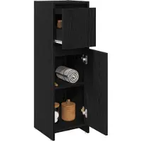vidaXL Badkamerkast Zwart Eiken 30 x 30 x 95 cm Bewerkt hout