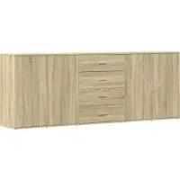 vidaXL Dressoirs 3 st bewerkt hout sonoma eiken