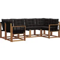 vidaXL Buiten bank set 6 st Naturel en Zwart