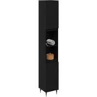 vidaXL Badkamerkast Zwart Eiken 30 x 30 x 190 cm Bewerkt hout