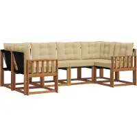 vidaXL Buiten bank set 6 st Natuurlijk en Beige