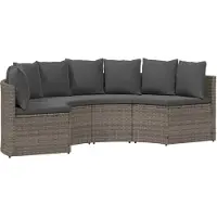 vidaXL Bankstel 2 st Grijs Massief Acaciahout en Poly Ratten