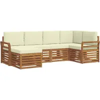 vidaXL Buiten bank set 6 st Natuurlijk en Crème Polyester