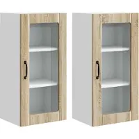 vidaXL Wandglas Kasten PORTO 2 st Sonoma Eik Bewerkt hout