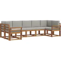 vidaXL Buiten bank set 7 st Naturel en lichtgrijs