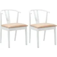 vidaXL Eetkamerstoel 2 st Massief Rubberhout Wit en Bruin