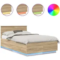 vidaXL Bedframe met hoofdeinde Sonoma Eik 120 x 200 cm Bewerkt hout