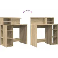 vidaXL Bureau Sonoma Eik Bewerkt hout 90 x 48 x 101,5 cm