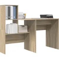 vidaXL Bureau Sonoma Eik Bewerkt hout 131,5 x 50 x 106,5 cm