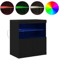 vidaXL LED Dressoir Zwart 60,5 x 37 x 67 cm Bewerkt hout