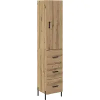 vidaXL Highboard Artisan Eiken 34,5 x 34 x 180 cm Bewerkt hout