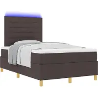 vidaXL LED Box Spring Bed met hoofdeinde Donkerbruin 120 x 190 cm Stof