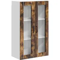 vidaXL Wandglas Kasten LUCCA Gerookt eiken 60 x 31 x 100 cm