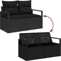 vidaXL Tuinbank Set 8 st Zwart poly rattan