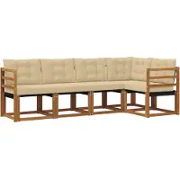 vidaXL Buiten bank set 5 st Natuurlijk en Beige