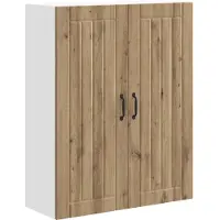 vidaXL Wandkast LUCCA Artisanaal eiken 80 x 31 x 100 cm Bewerkt hout