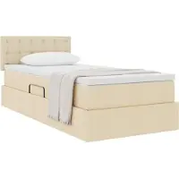 vidaXL Opbergbed met matras met hoofdeinde Crème 100 x 200 cm fluweel