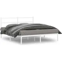 vidaXL Bedframe met hoofdbord metaal wit 150x200 cm