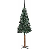 vidaXL Slanke Kerstboom Groen 150 cm PVC en massief dennenhout