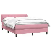 vidaXL Boxspring met matras fluweel roze 160x210 cm