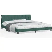 DKD Home Decor Bedframe zonder matras "Hanko" 200x200 cm fluweel donkergroen